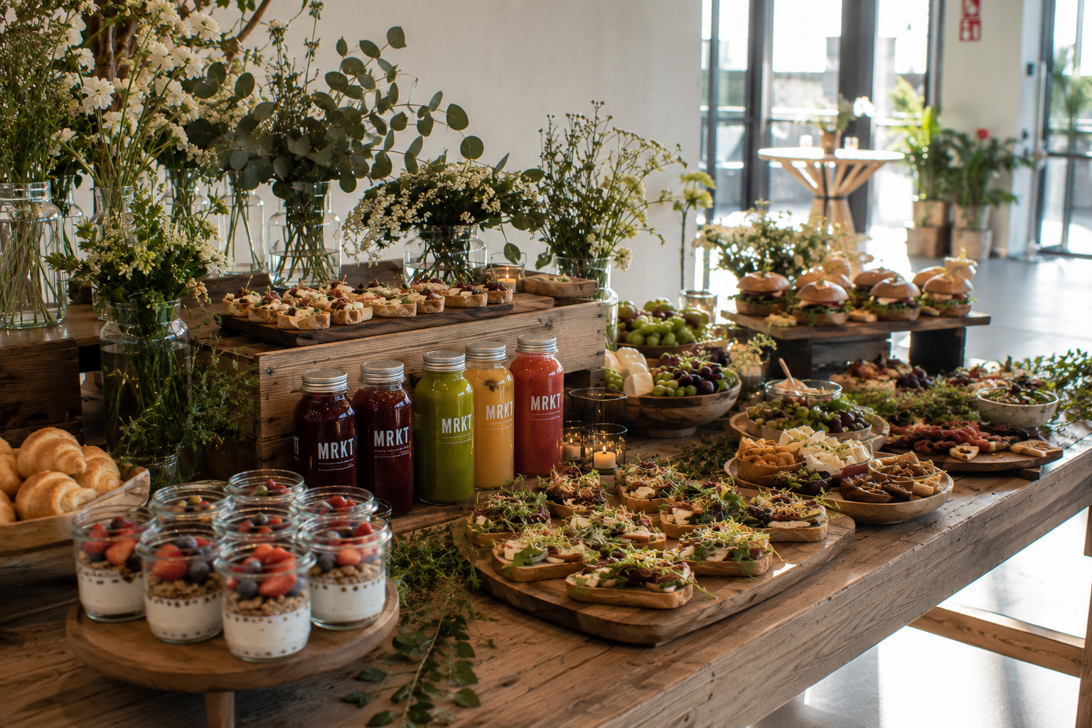 Catering till företagets kickoff med matmiljö och dekor, La Table Stockholm