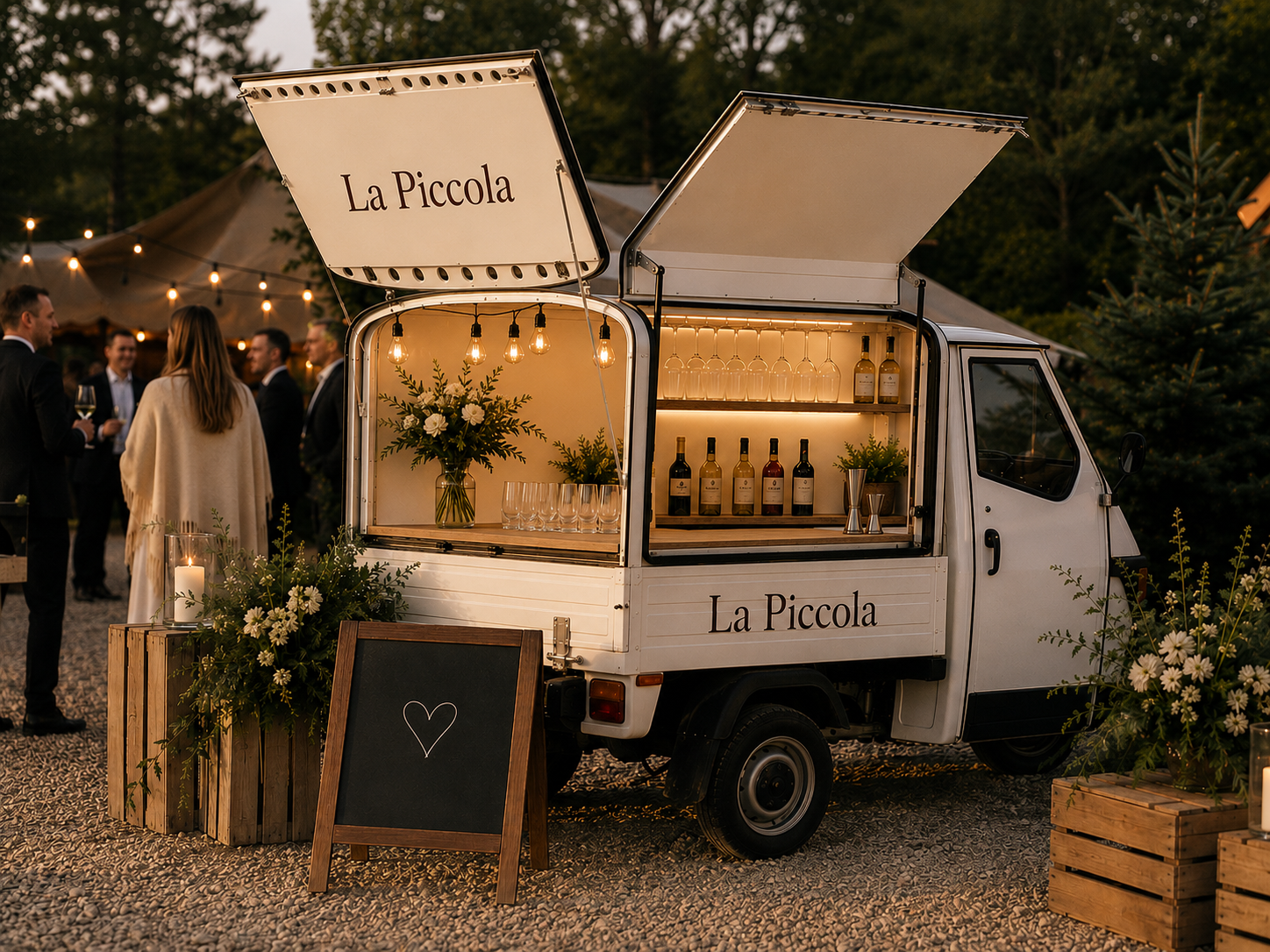 Piaggio Ape rullande bar på event i Stockholm, La Table
